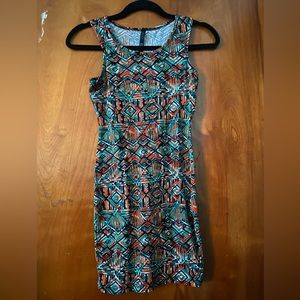 DGNY- Orange Abstract Sleeveless Dress